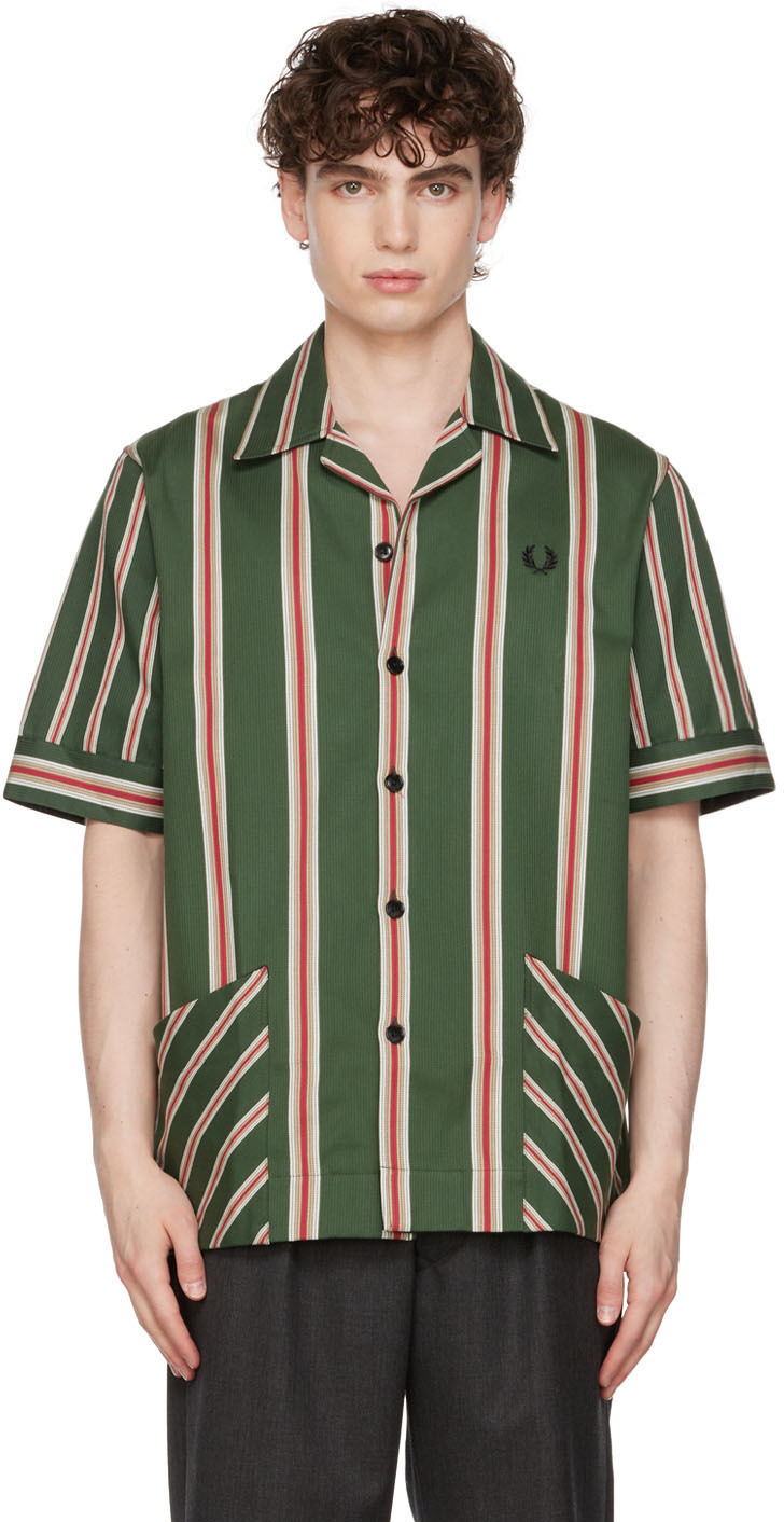 Green Fred Perry Edition Vertical Stripe Shirt