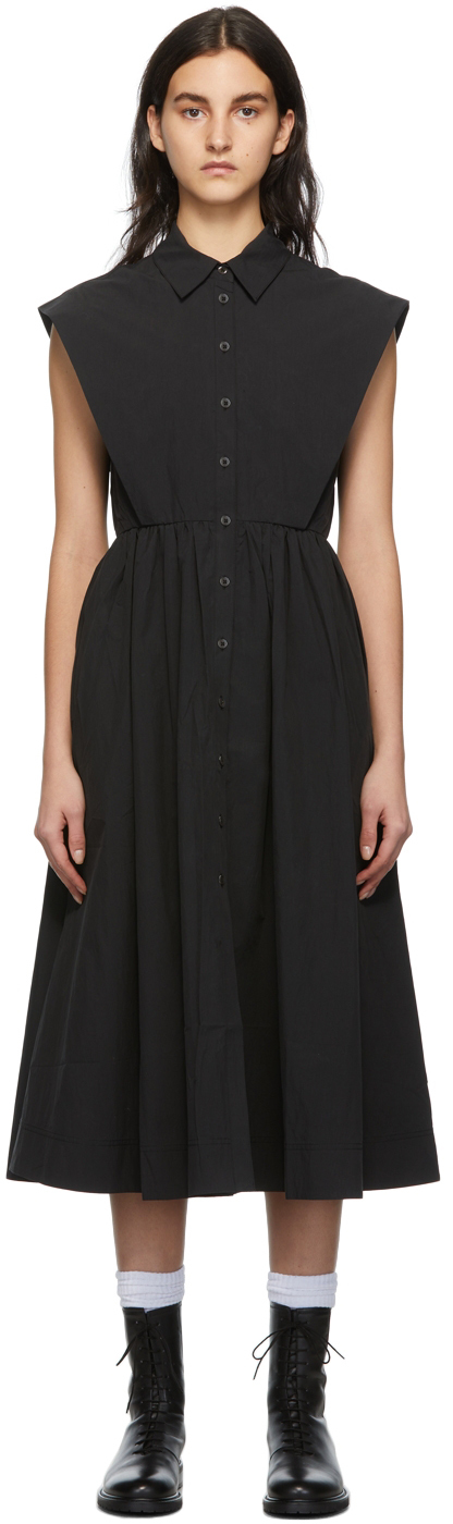 Black Sleeveless Placket Dress