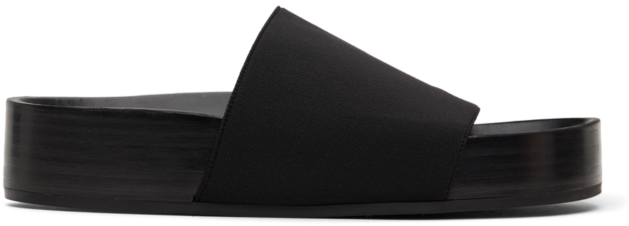 CO Black Elastic Slide Sandals