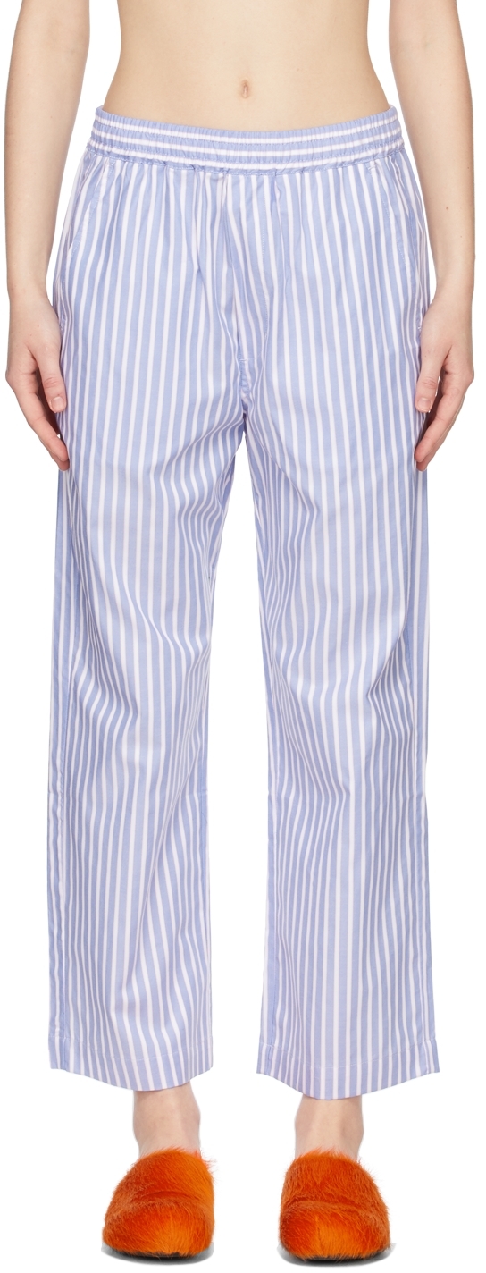 Thames MMXX. Blue & White Cotton Stripe PJ Pants