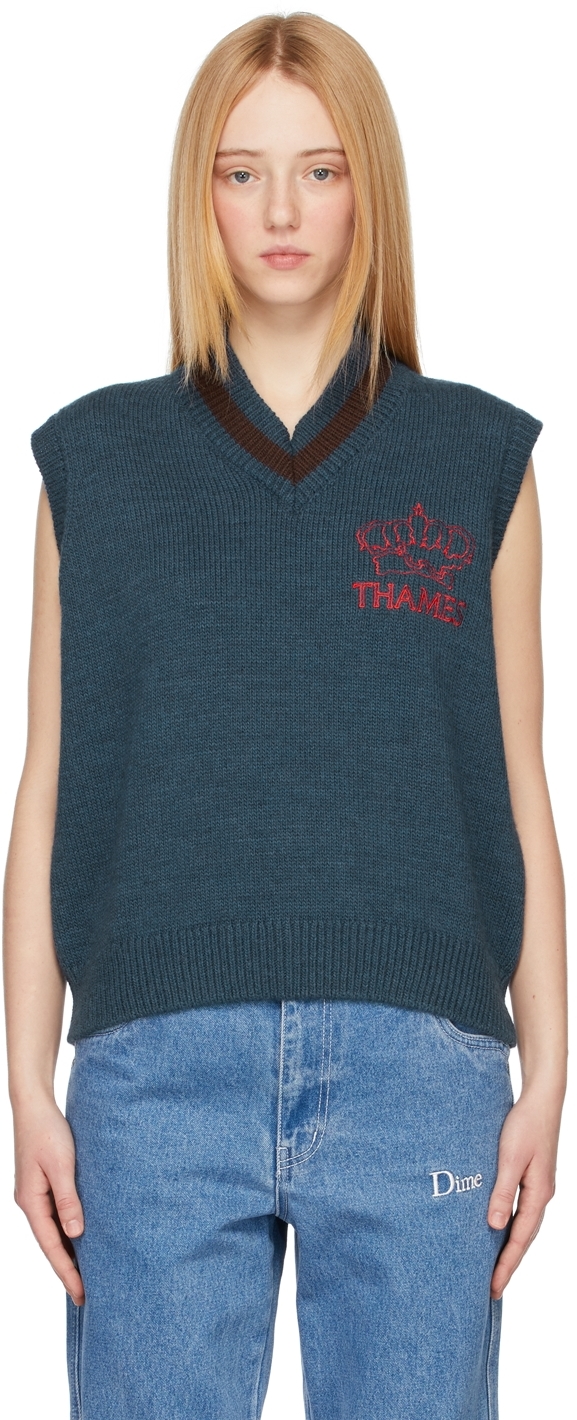 Thames MMXX. Navy Knit Logo Vest