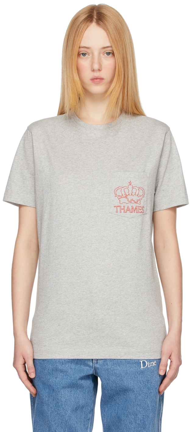Thames MMXX. Grey Logo Poche T-Shirt