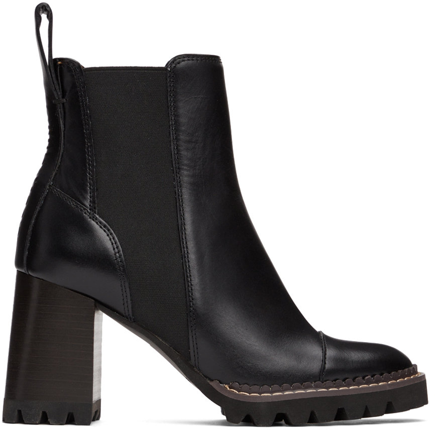 See by Chloé Black Mallory Heeled Chelsea Boots