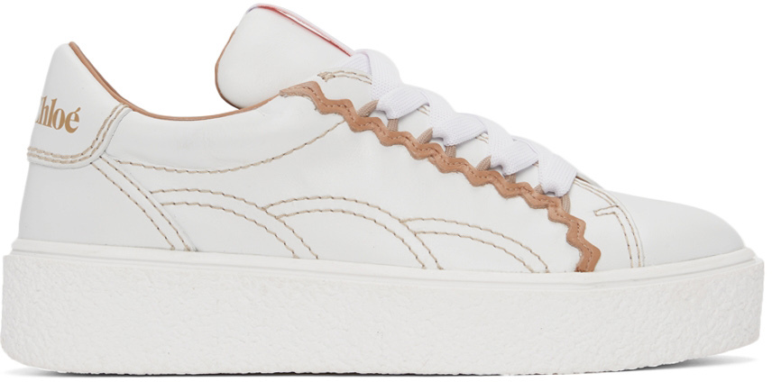 See by Chloé Off-White & Tan Leather Sevy Sneakers