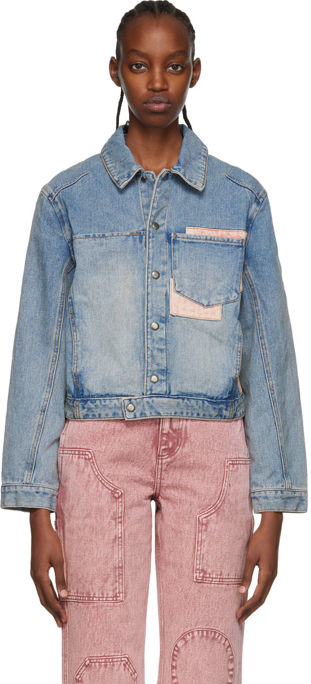 Blue Patchwork Denim Jacket