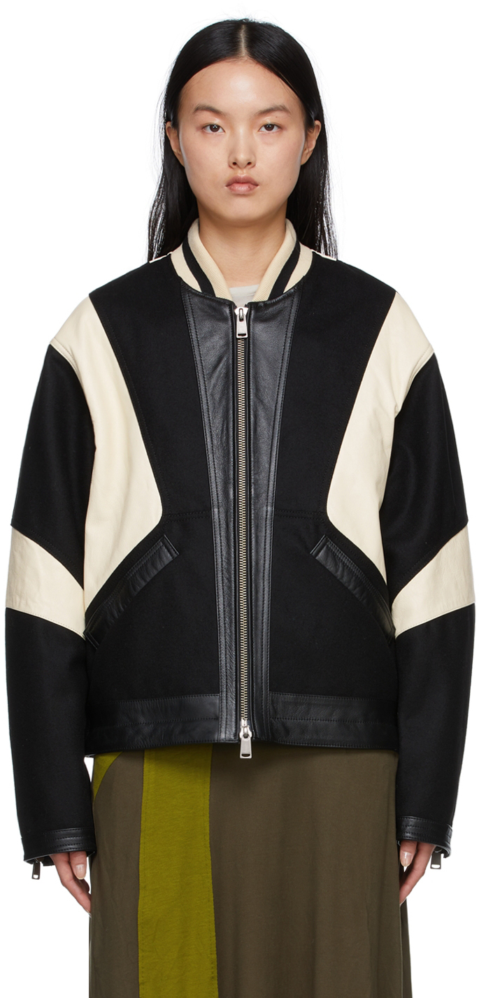 Andersson Bell Black Leather Wool Motorcycle Jacket ModeSens