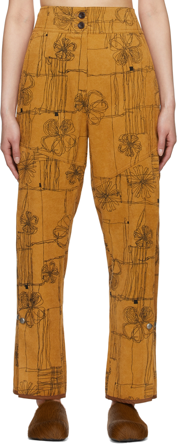 Andersson Bell Brown Celina Flower Trousers In Beige Flower