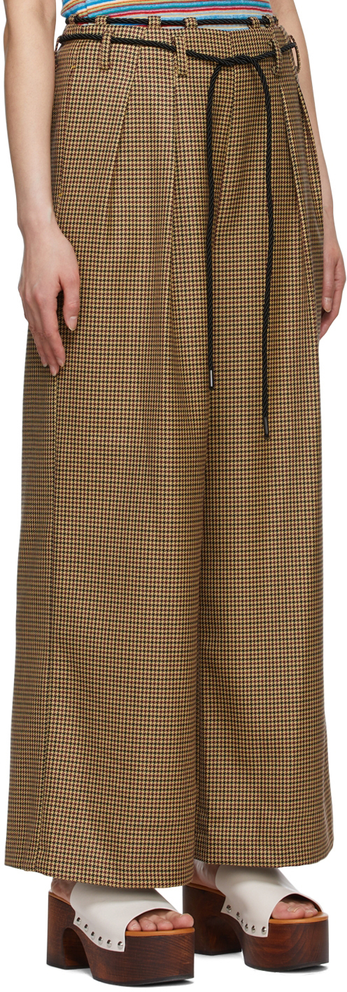 Shop Andersson Bell Beige Karen Trousers In Mustard Check