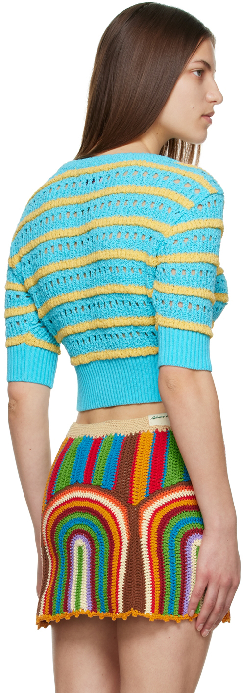 Andersson Bell Choi Jewel Buttons Cardigan In Sky/lemon