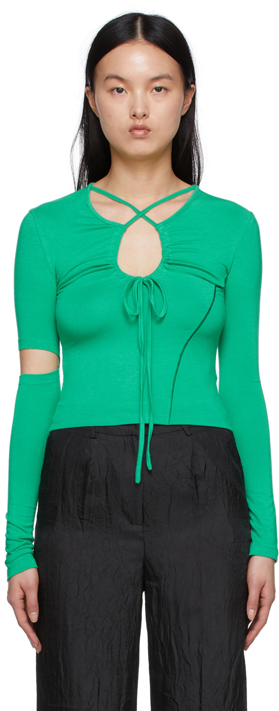 Andersson Bell: Green Edie T-Shirt | SSENSE Canada