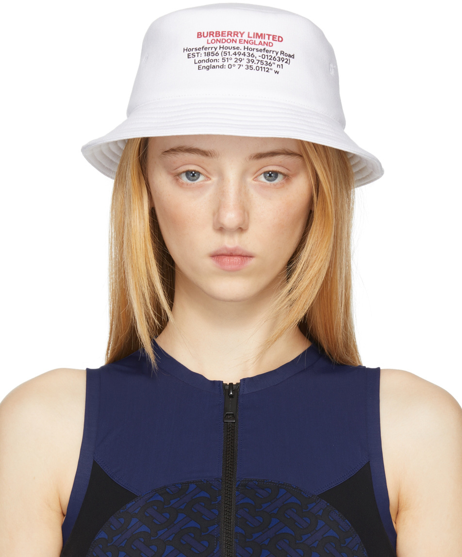 White Cotton Location Print Bucket Hat Ssense Donna Accessori Cappelli e copricapo Cappelli Cappello Bucket 