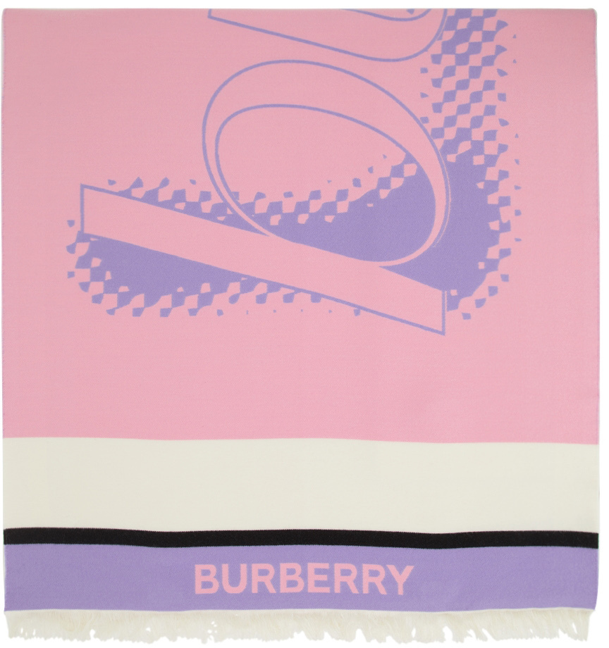 Burberry Pink & Purple Wool Jacquard Love Scarf
