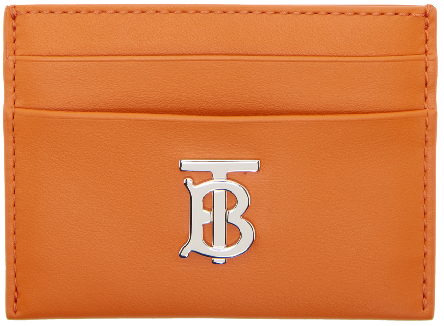 Burberry Orange Leather Monogram Motif Card Holder