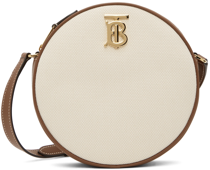 Burberry Off-White & Brown Canvas Shoulder Bag