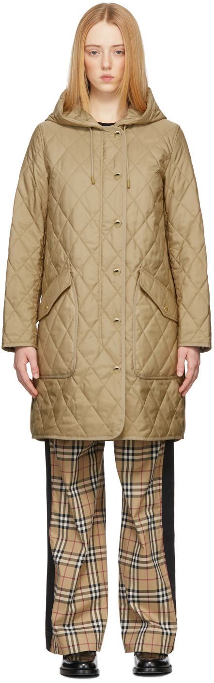Burberry Beige Quilted Roxby Coat