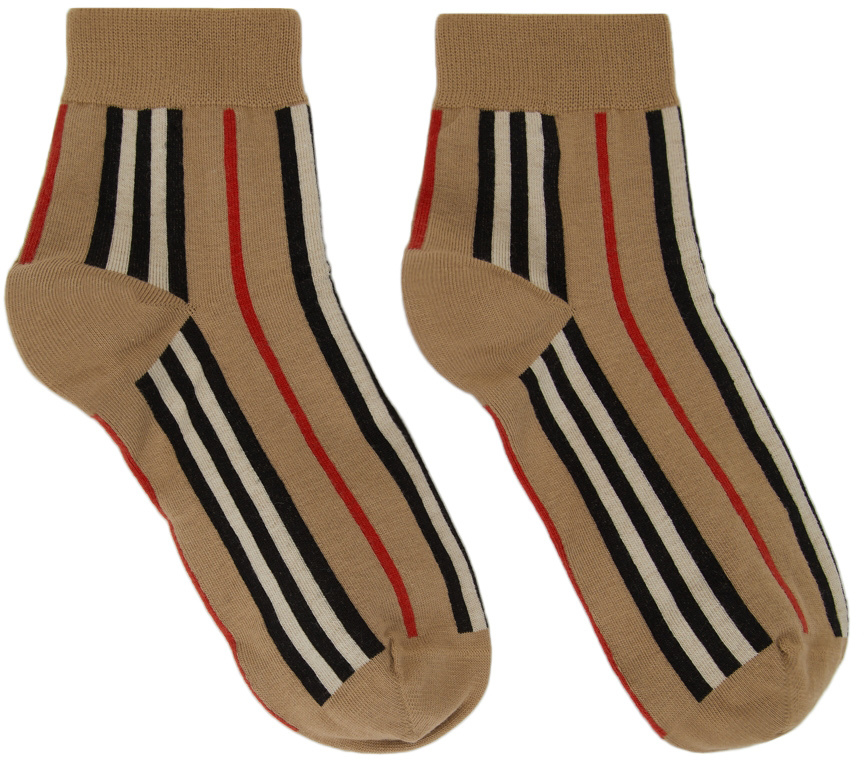 Beige Stripe Intarsia Socks