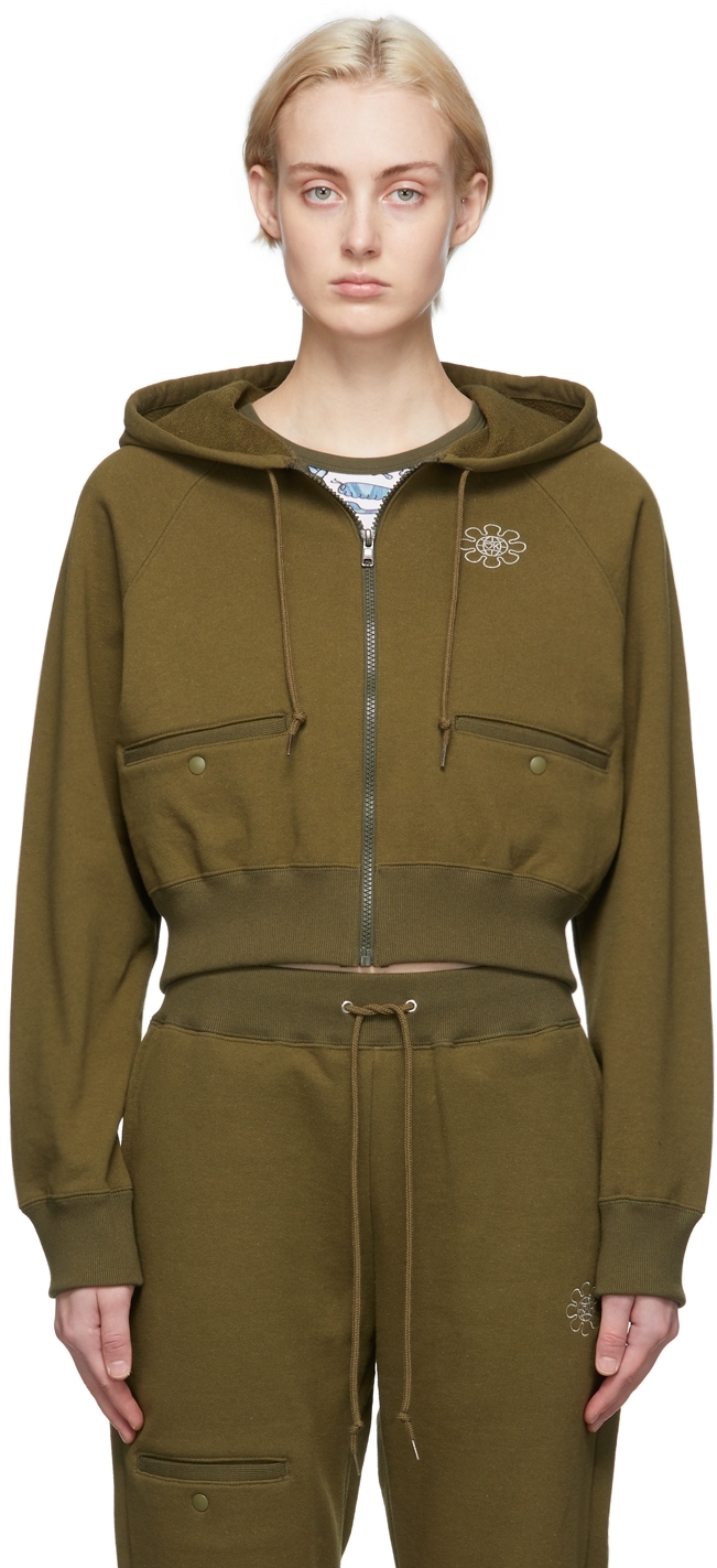 Khaki Zip-Up Hoodie