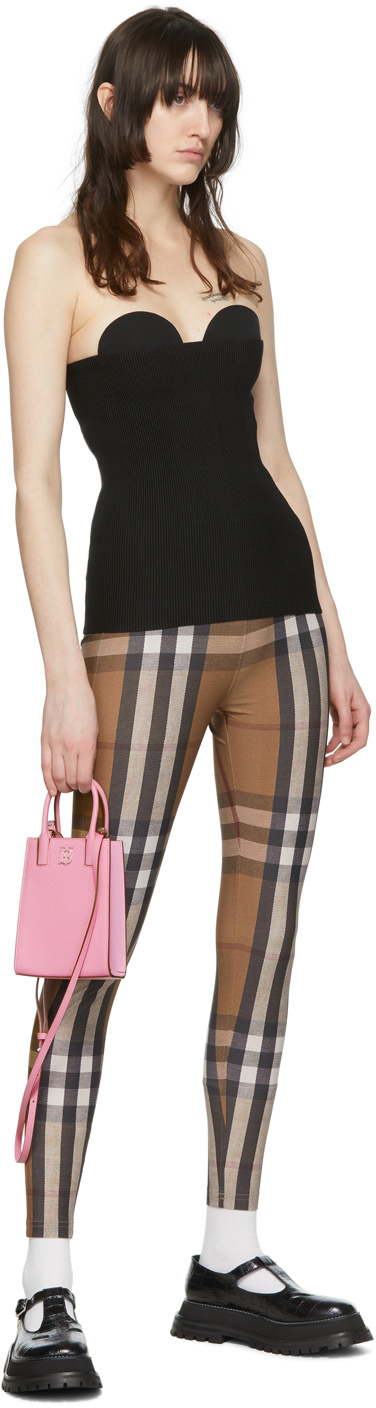 Burberry Ribbed Silk-blend Bustier Top In Black