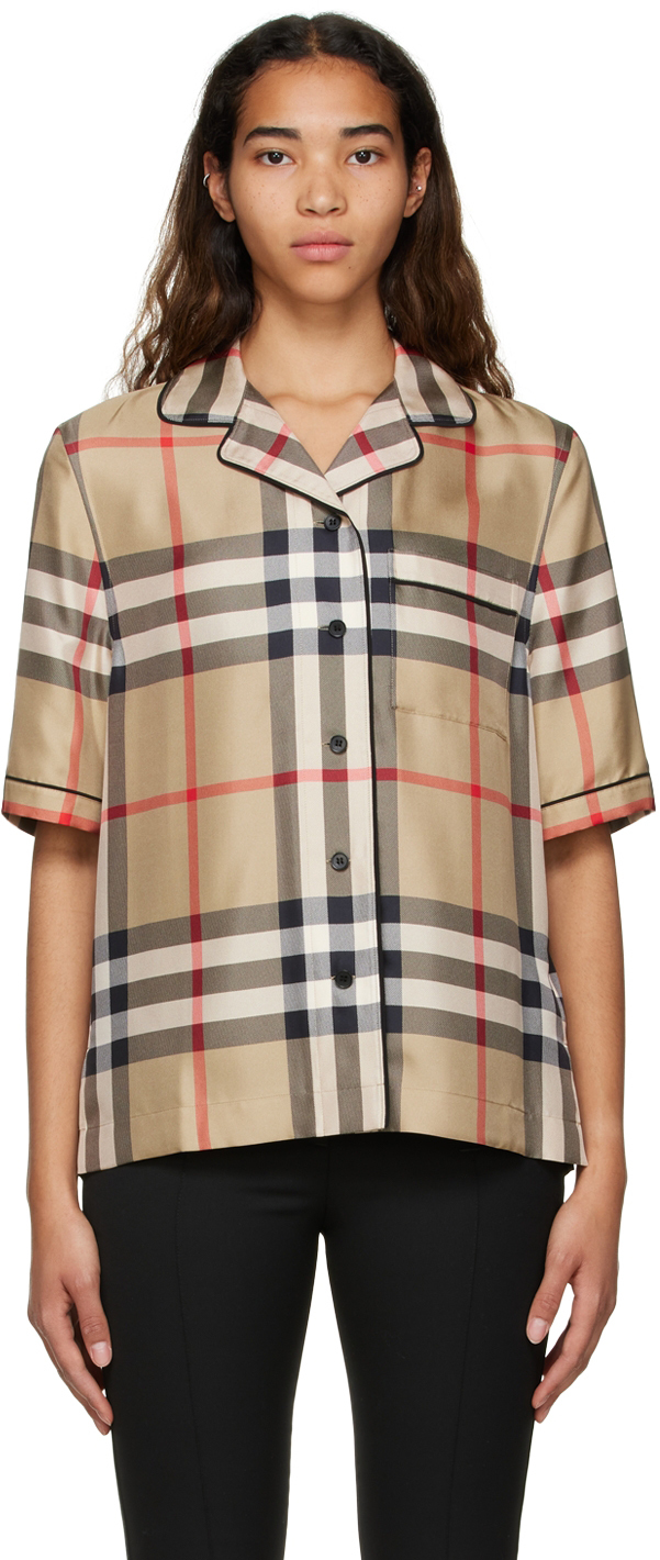 Burberry: ベージュ ヴィンテージチェック パジャマシャツ | SSENSE 日本