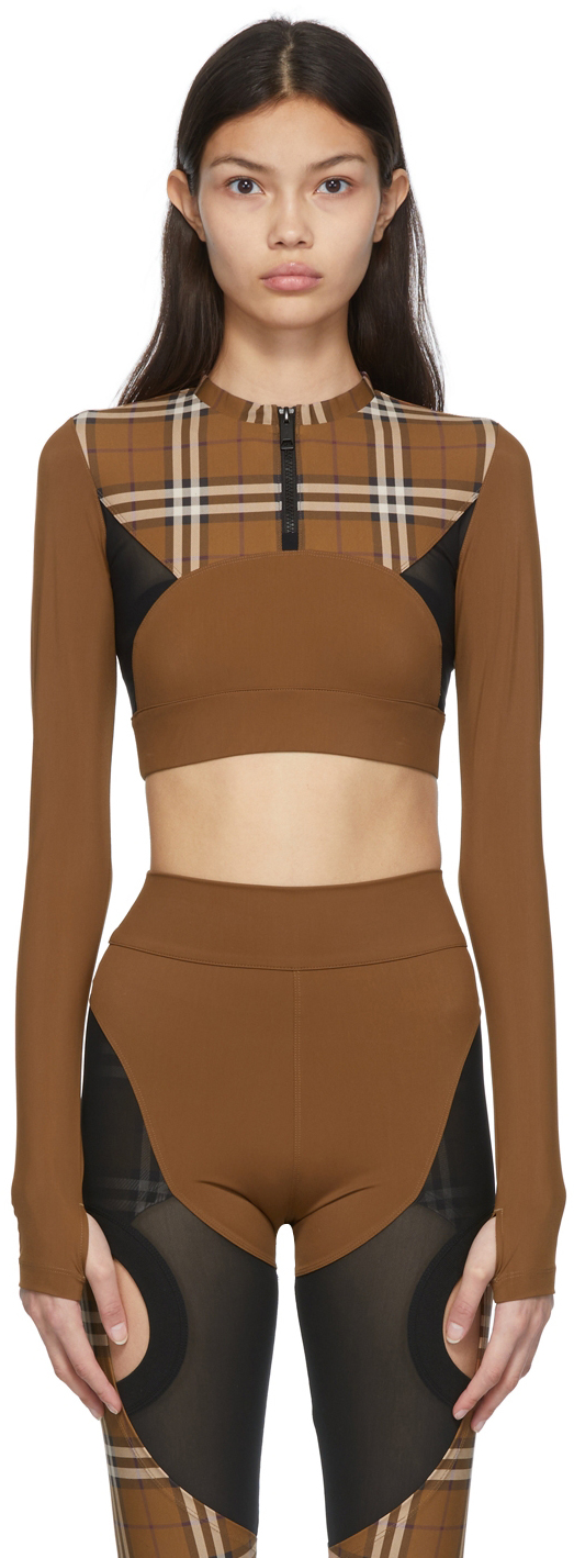 Burberry: Brown Everley Crop T-Shirt 