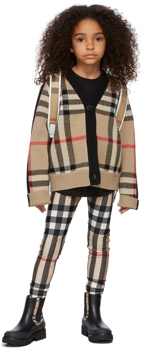 Beige Archive check jersey leggings, Burberry