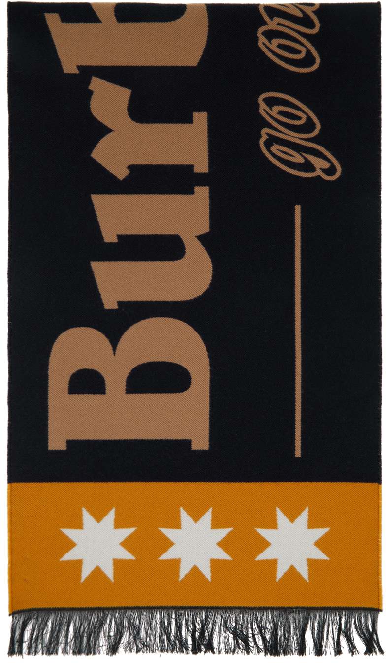 Navy Jacquard Logo Scarf