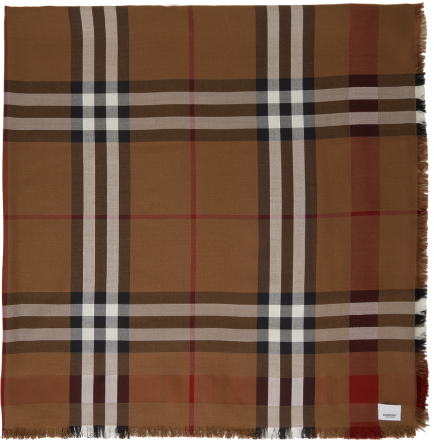Burberry Brown Vintage Check Silk Scarf