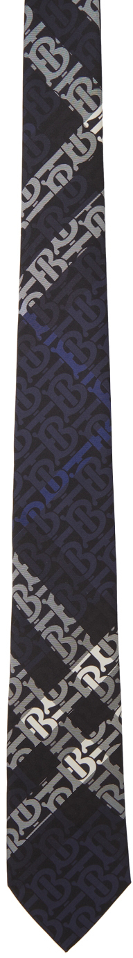 Burberry Blue Silk Monogram Classic Cut Tie Burberry