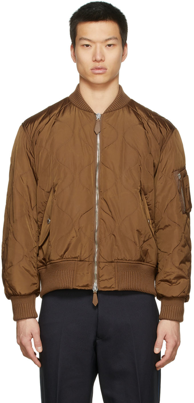 Burberry: Brown Quilted Bomber Jacket | SSENSE