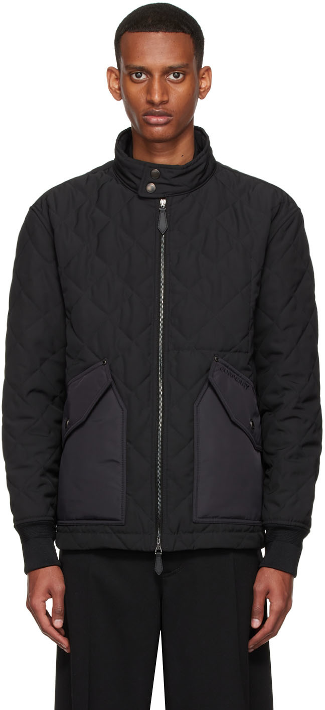 Black burberry jacket mens sale