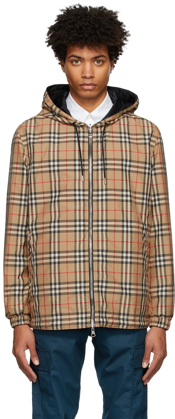 Burberry Stretton Reversible Vintage-check Hooded Jacket In Archive Beige Ip Chk