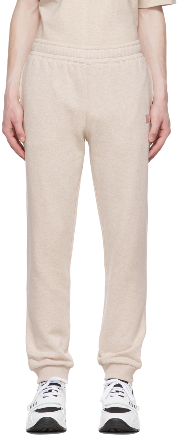 Burberry Beige Cotton Lounge Trousers In Soft Fawn Melange
