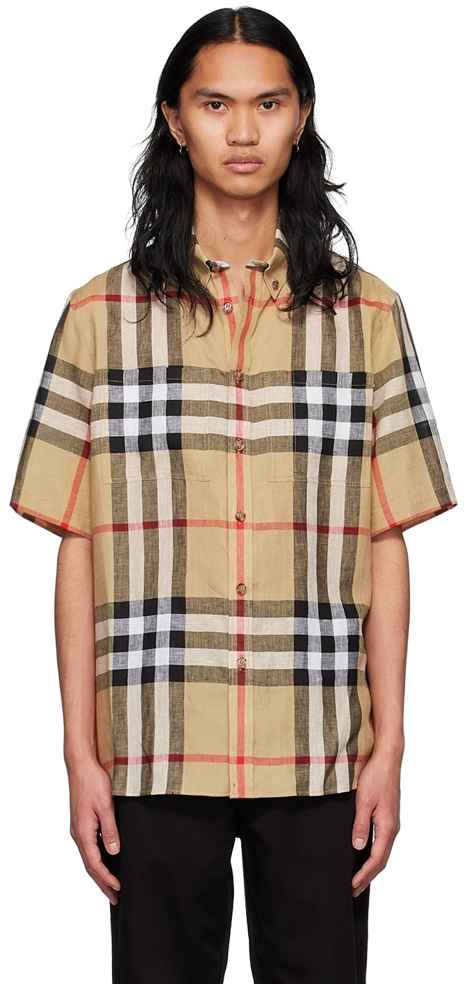 Burberry: 驼色Vintage Check 短袖衬衫| SSENSE