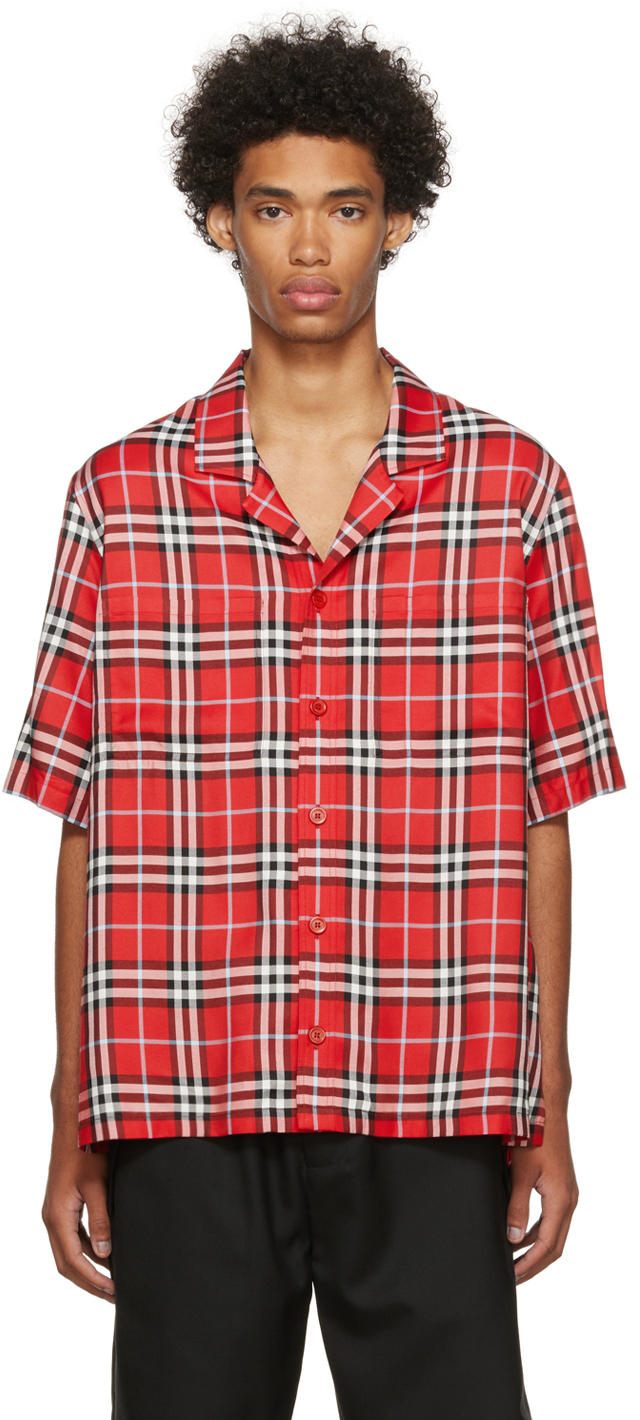 SSENSE Men Clothing Shirts Casual Shirts Red & Beige Combo Check Shirt 