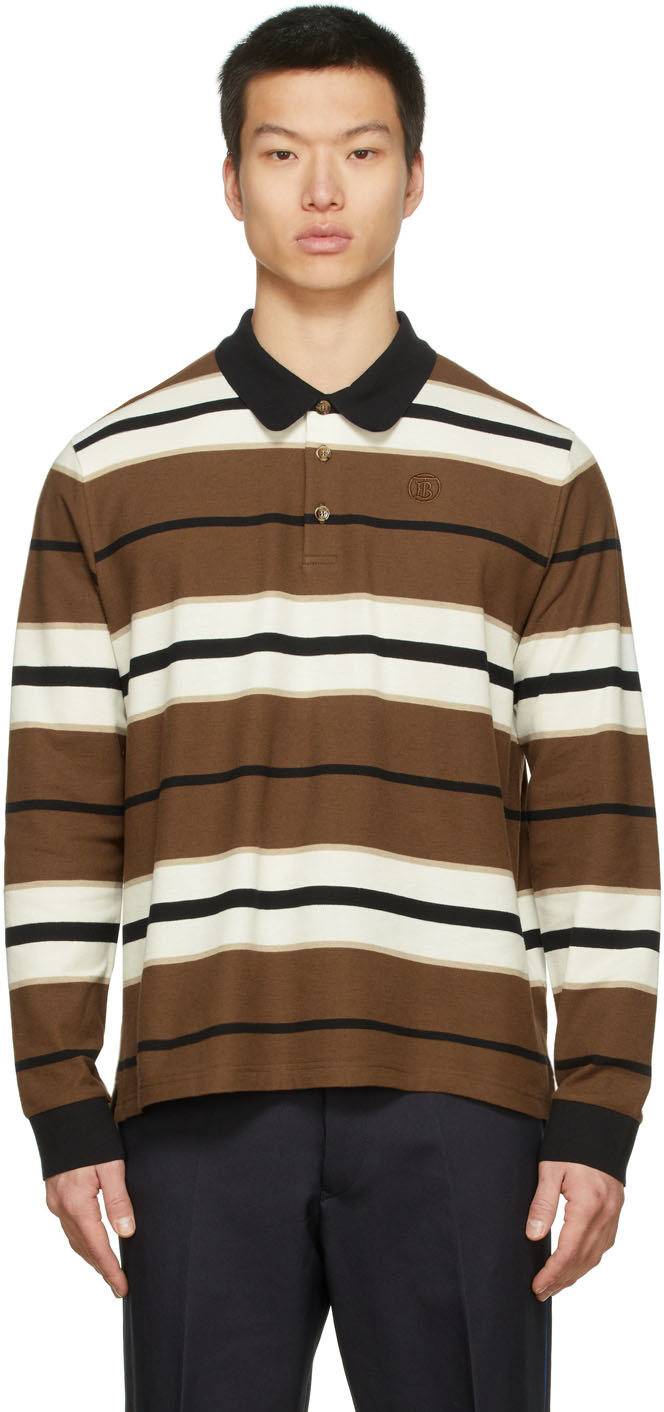 Burberry Brown Striped Polo