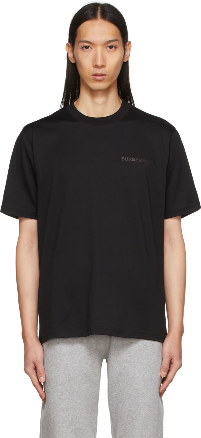 Burberry Black Cotton Logo Print T-Shirt