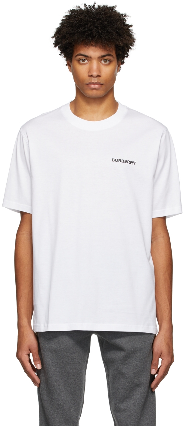 Burberry: White Logo T-Shirt | SSENSE
