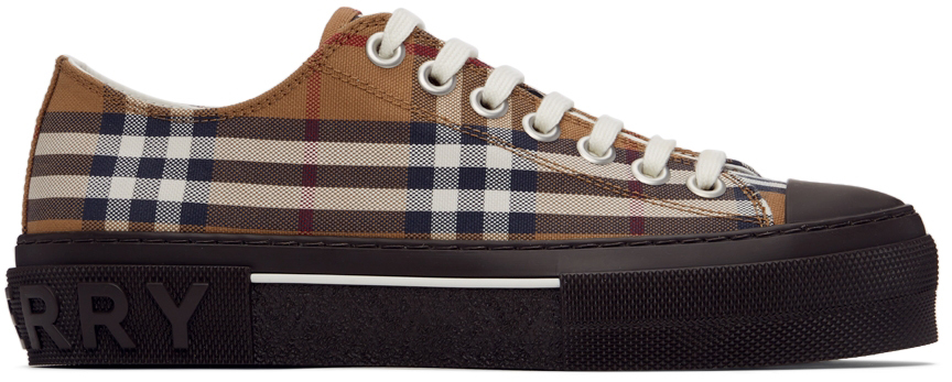 Burberry: Brown Vintage Check Sneakers | SSENSE Canada