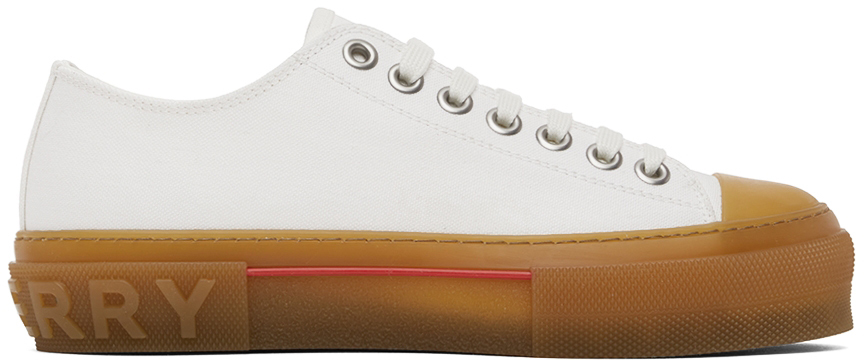 Burberry White Logo Detail Low-Top Sneakers