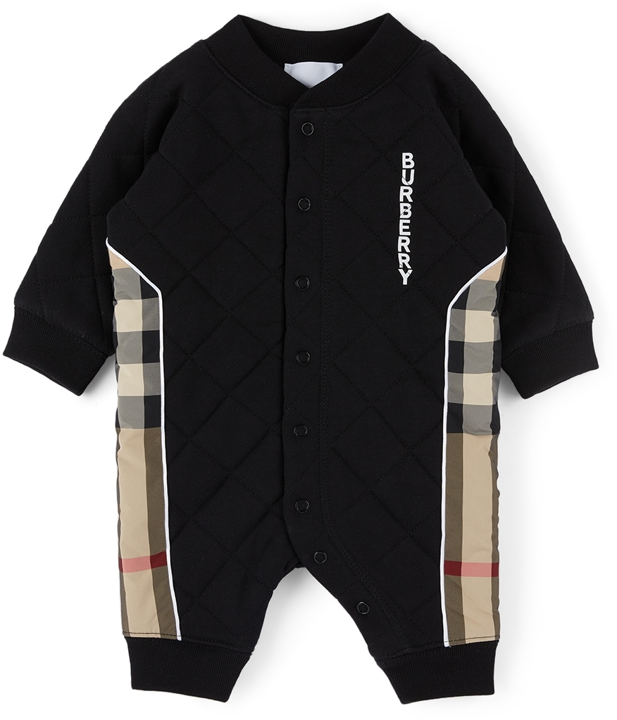 Burberry Baby Black Quilted Vintage Check Jumpsuit ModeSens