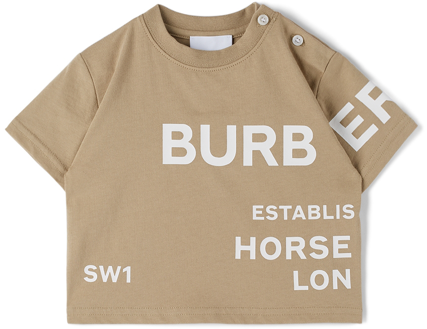 Baby Beige Horseferry Print T-Shirt Ssense Abbigliamento Top e t-shirt T-shirt T-shirt a maniche corte 