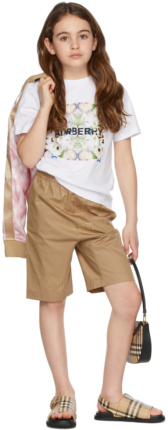 Kids White Montage Print T-Shirt by Burberry | SSENSE