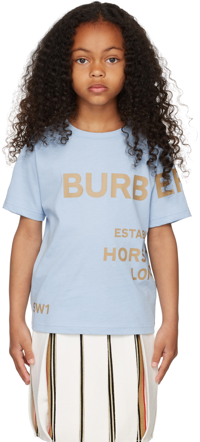 Kids Blue Horseferry T-Shirt by Burberry | SSENSE