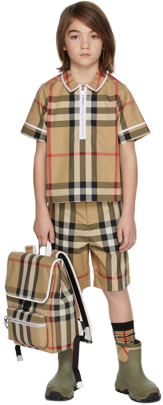 Baby Beige Check Zip-Front Shirt SSENSE Clothing Shirts 