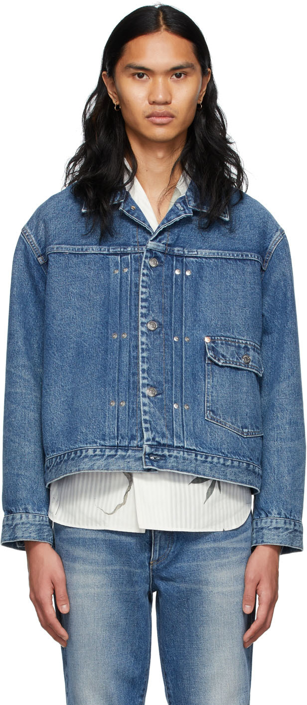 Blue Classic Denim Jacket by Tanaka on Sale