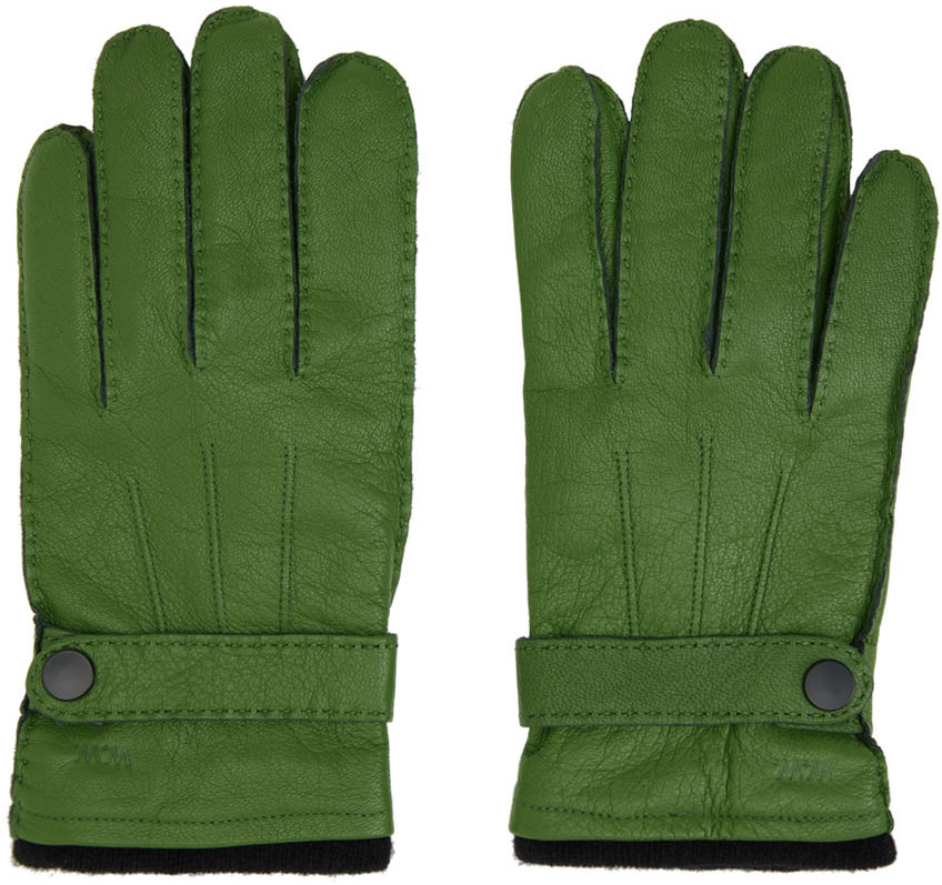 Wood Wood Green Leather Johan Gloves