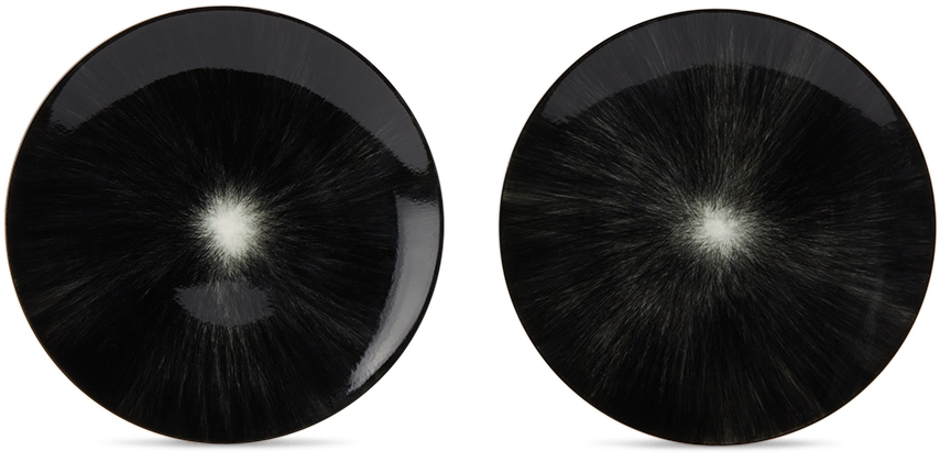 Ann Demeulemeester Black & Off-white Serax Edition Dé Desert Plate Set In Var 6