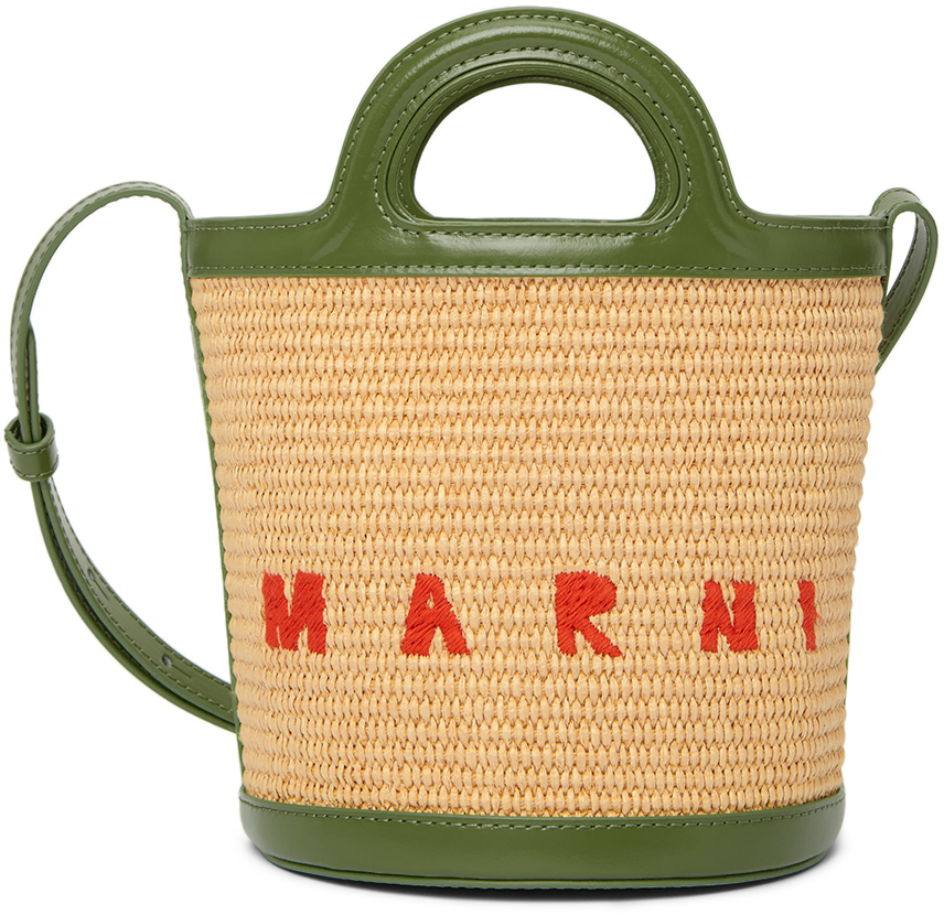 Marni: Green Mini Tropicalia Bucket Bag