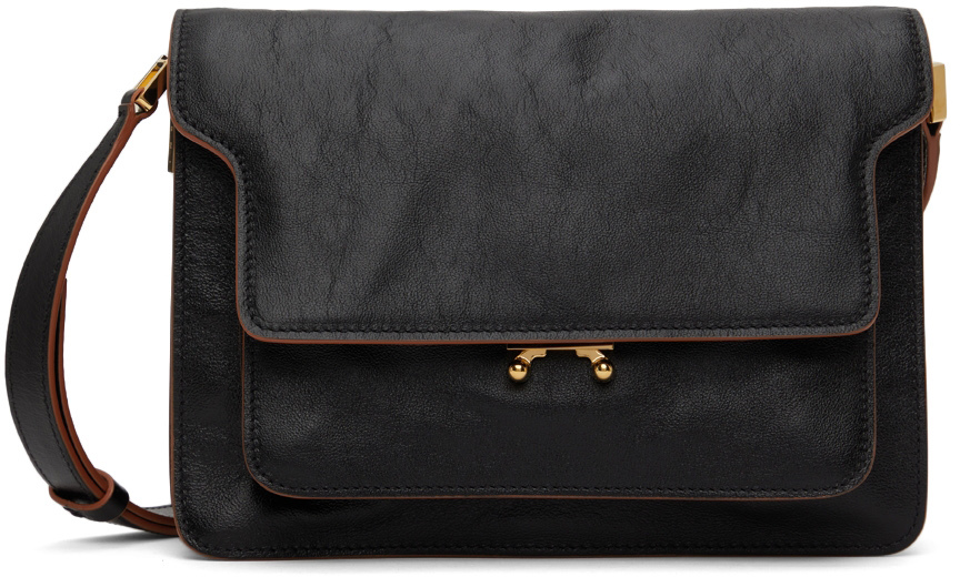 Trunk Soft Medium Leather Shoulder Bag in Black - Marni