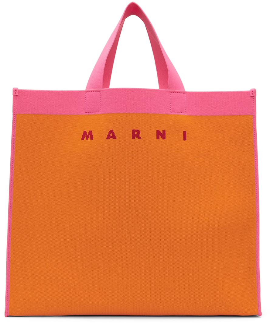 Marni: Orange & Pink Large Shopping Tote